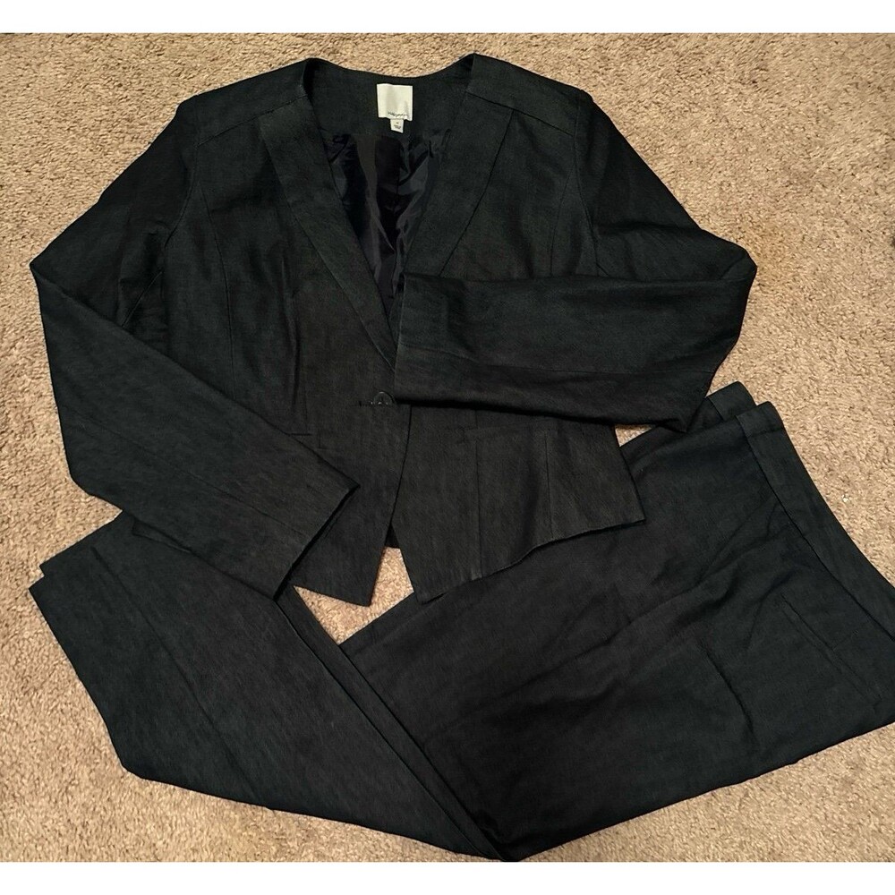 Halogen Dark Blue Denim Set – Pants Size 4 & Jacket Size Medium (Nordstrom)